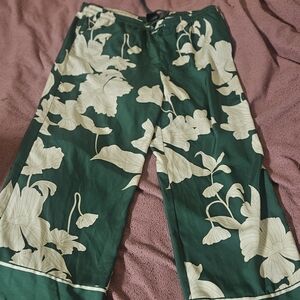 Vintage Green and Cream Wide Leg Pants